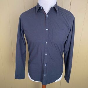 Calvin Klein men S 100% liquid cotton button down dress shirt grey